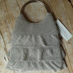 Chainlink silver clutch crossbody evening purse